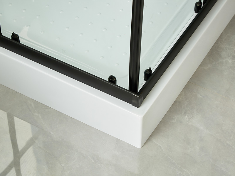 کابین دوش کشویی SQ، شیشه شفاف، پروفیل آلومینیومی مشکی، دستگیره دو سوراخ، با سینی کابین دوش کشویی SQ، شیشه شفاف، پروفیل آلومینیومی مشکی، دستگیره دو سوراخ، با سینی