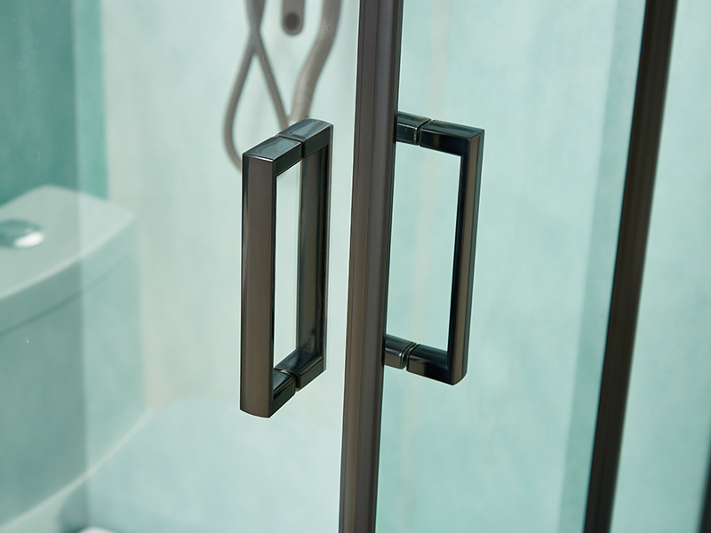 کابین دوش کشویی SQ، شیشه شفاف، پروفیل آلومینیومی مشکی، دستگیره دو سوراخ، با سینی کابین دوش کشویی SQ، شیشه شفاف، پروفیل آلومینیومی مشکی، دستگیره دو سوراخ، با سینی