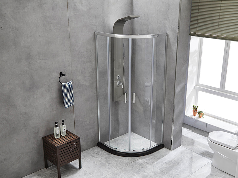 کابین دوش کشویی SE، شیشه شفاف، پروفیل آلومینیومی کروم، دستگیره دو سوراخ، بدون سینی کابین دوش کشویی SE، شیشه شفاف، پروفیل آلومینیومی کروم، دستگیره دو سوراخ، بدون سینی