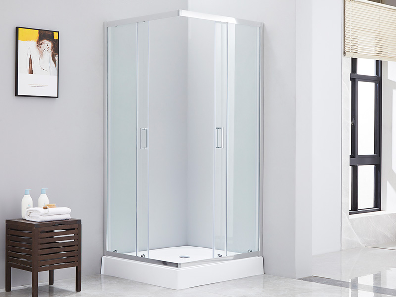 محفظه دوش کشویی حمام SQ Clear Tempered Glass، با سینی