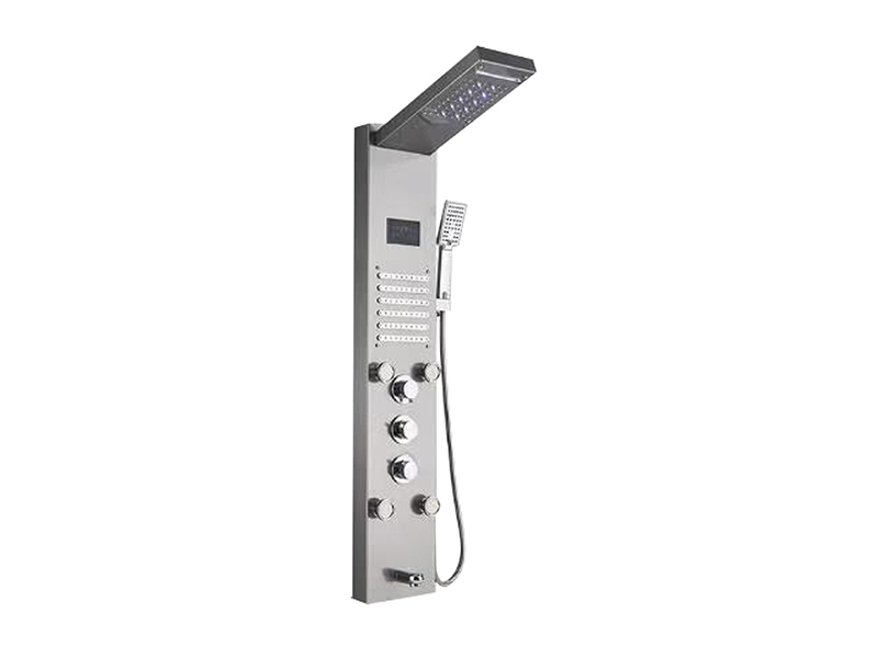 پانل دوش استیل ضد زنگ EC-1042 با سر دوش بزرگ در بالا با LED